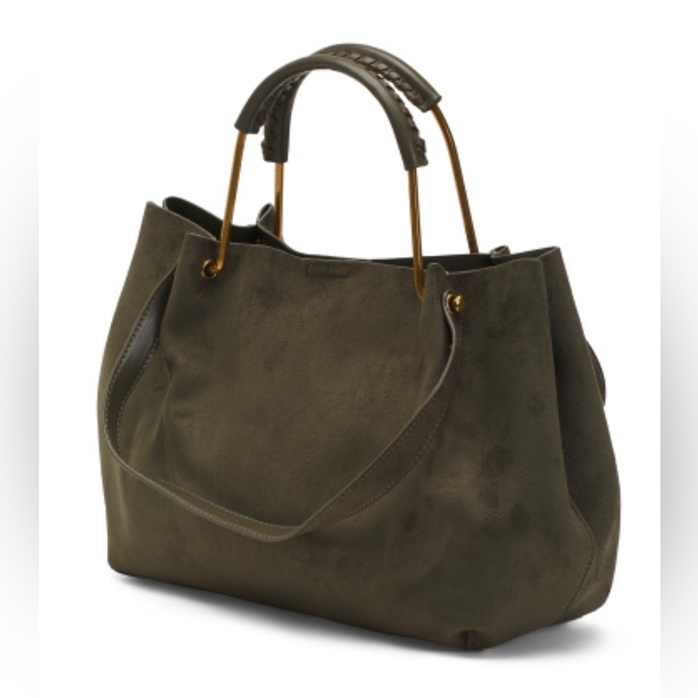 LAST CHANCE HOUSE OF HARLOW 1960 Oak Satchel With Wristlet - Picture 3 of 4